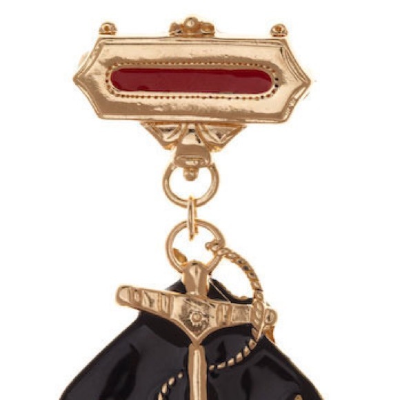 ModCloth SOS Brooch red blue anchor pin gold tone - Picture 4 of 4